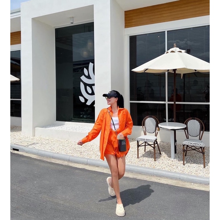 SET ĐŨI ÁO SƠ MI FORM DÀI + QUẦN SHORT FULL MÀU ĐI BIỂN, DU LỊCH