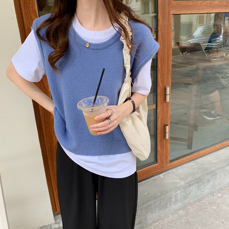 Áo khoác dệt kim sát nách dáng ngắn nhiều màu sắc dễ thương | BigBuy360 - bigbuy360.vn