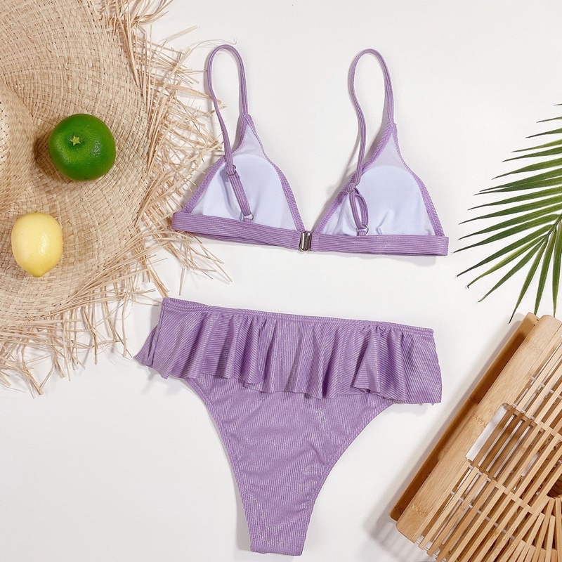 [BKN1068] &lt;ÂU&gt; SET BIKINI TÍM LILAC BÈO HÔNG VẢI TĂM (CẠP CAO)