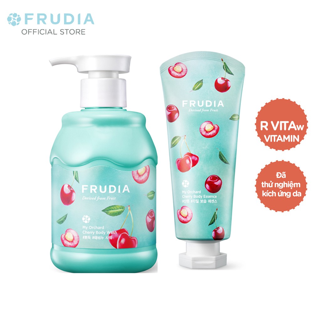 [Tặng 88k]COMBO Sữa Tắm &amp;Dưỡng Thể Cấp Ẩm Cho Da Từ Anh Đào Frudia My Orchard Cherry Body Wash And Essence