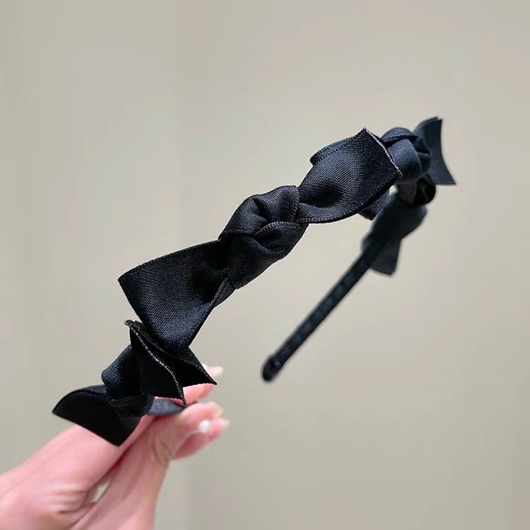 Băng Đô Cài Tóc Đính Nơ Đen Đơn Giản Thời Trang Hàn Quốc 2022 Cho Nữ