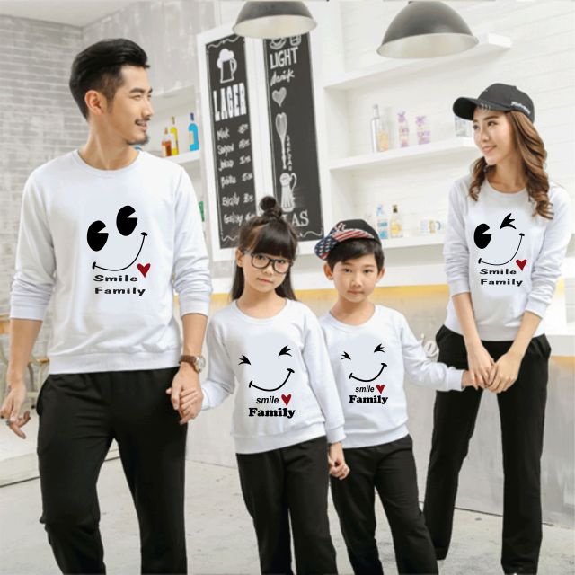 [sĩ] áo khoác thu đông sweater gia đình cặp đôi áo đôi 3/4/5 người chất mịn mặc ấp đủ size bé 5 kí-90 kí