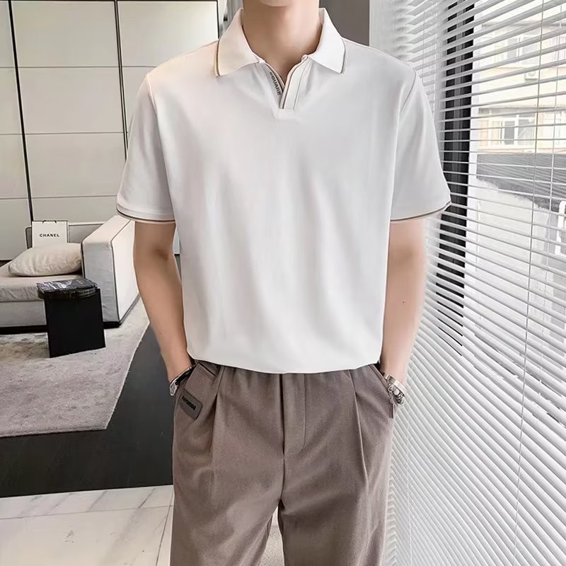 Áo Thun POLO Tay Ngắn Dáng Rộng In Chữ Cỡ Lớn M-3XL Phong Cách Hàn Quốc Thời Trang Cho Nam
