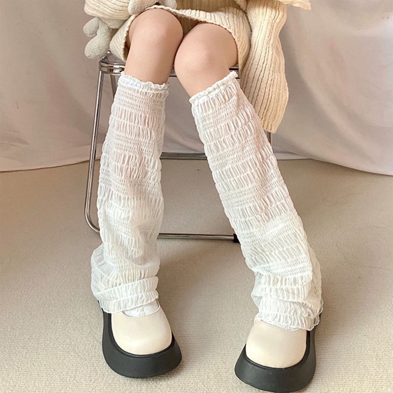 Xiangbao Vỏ Bọc Đầu Gối Chống Nắng Dáng Rộng Mỏng Màu Trắng Kẻ Sọc Gợn Sóng Phong Cách Harajuku Mùa Hè Ấm Áp Cho