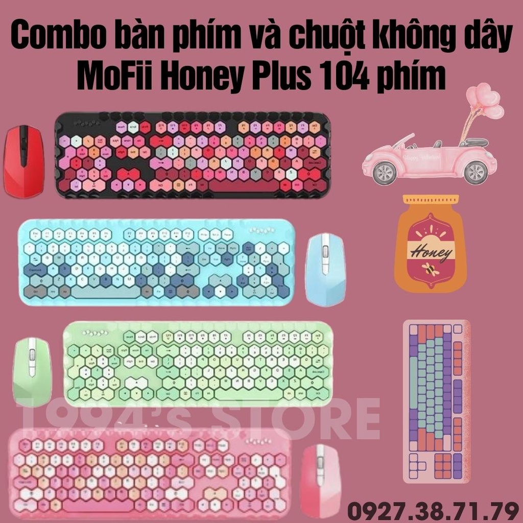 Combo bàn phím và chuột giả cơ không dây MOFii Honey Plus - New 2022 - Dùng cho Laptop, máy tính bàn PC, Tivi, iPhone..