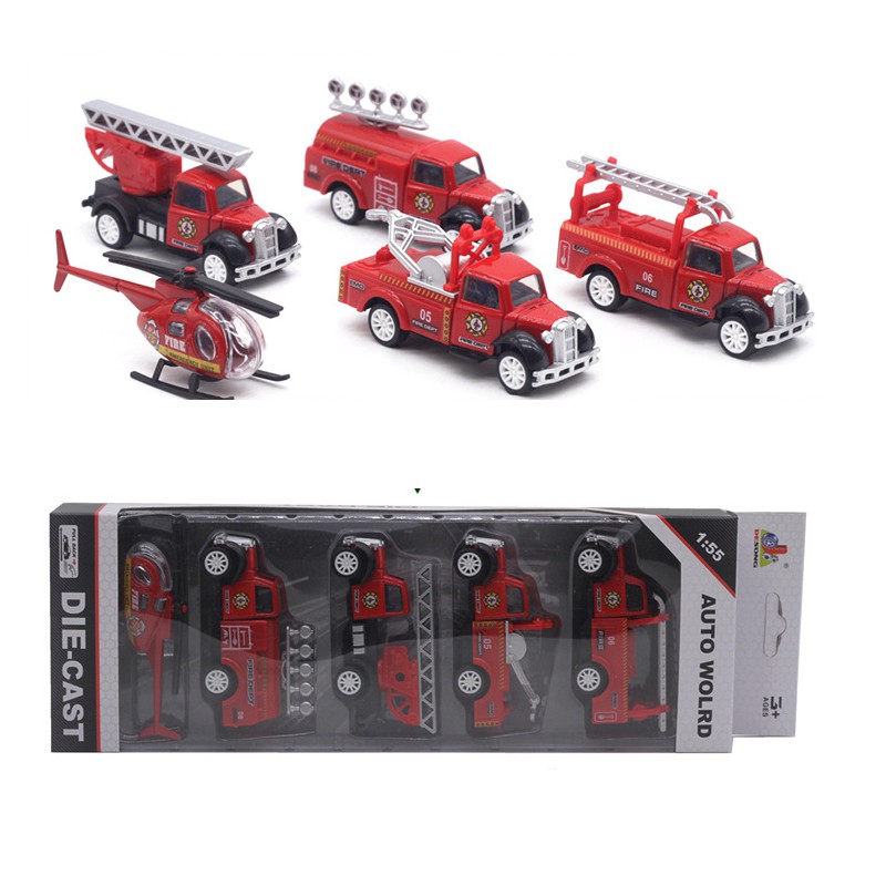 Đồ chơi trẻ em bộ 5 xe ô tô die cast mô hình xe cứu hỏa