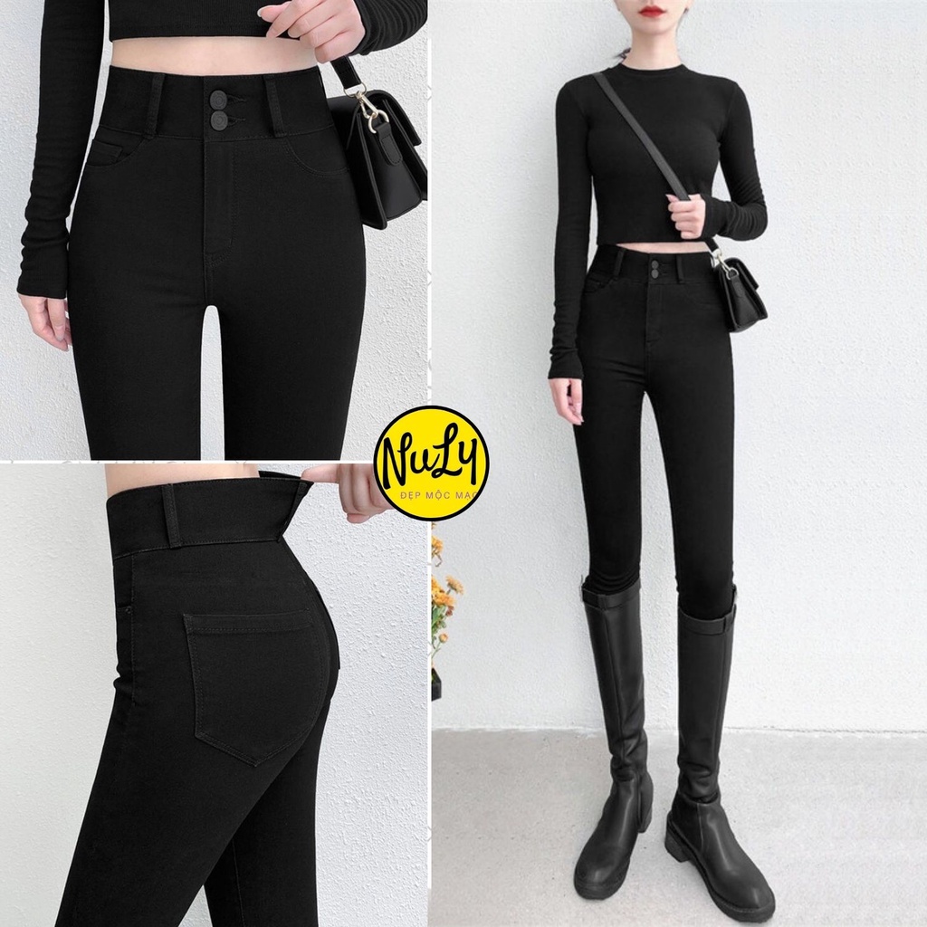 Quần legging nữ cạp cao 2 khuy chất vải Umi Cao cấp dày dặn cực ôm body nâng mông vận động thoải mái NULY_24