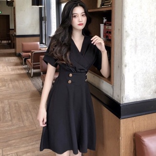 Đầm bo eo 4 nút (kèm hình thật)
