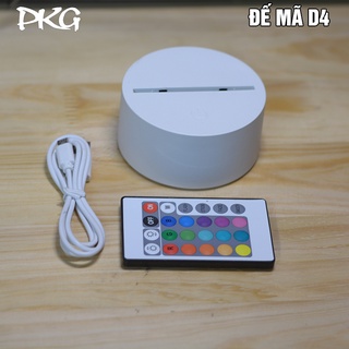 Đế Đèn Ngủ Led 3D nháy sáng 16 màu có Điều khiển Remote Dây cáp D4 Màu Trắng