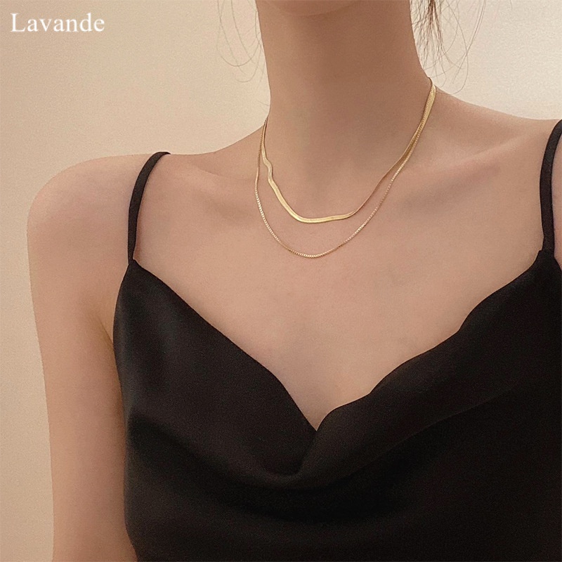 Dây Chuyền Hai Lớp Bằng Thép Titan Không Phai Phong Cách Âu Mỹ Cá Tính