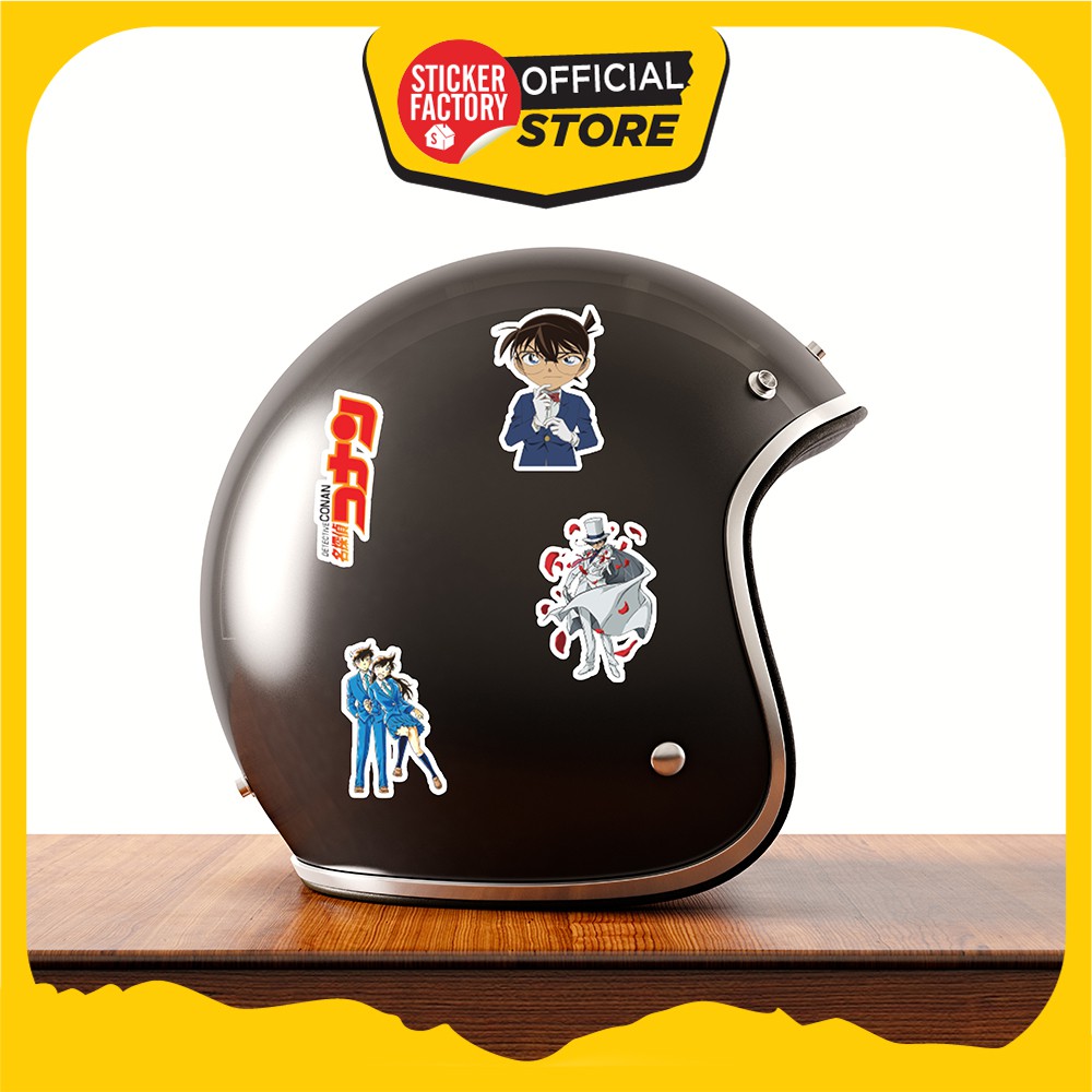 Hộp set 30 sticker decal hình dán nón bảo hiểm , laptop, xe máy, ô tô STICKER FACTORY - Conan