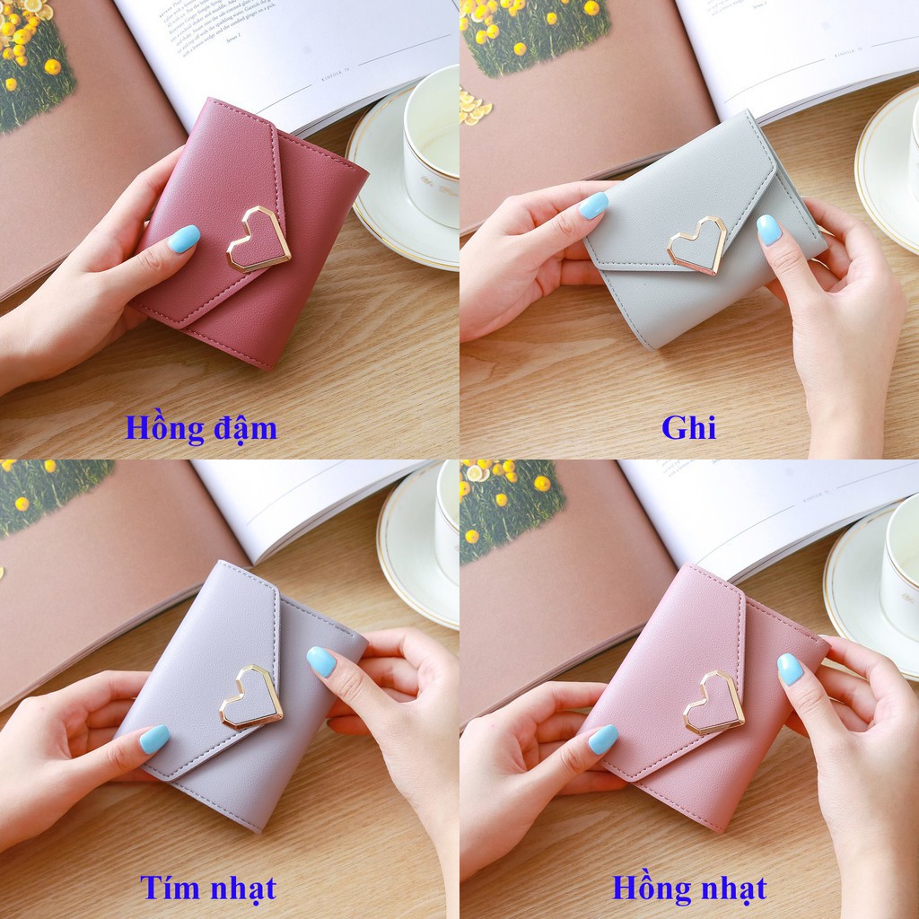 Ví Nữ Rẻ FREESHIP 50k Ví Bóp nữ Mini Khóa Hình Trái Tim Dễ Thương Phong Cách Hàn Quốc VD06