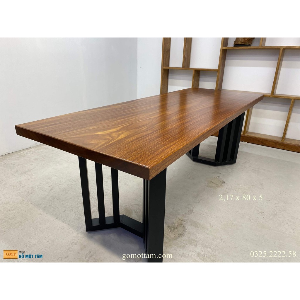 Bàn làm việc gỗ tự nhiên, Bàn họp gỗ tự nhiên nguyên tấm dài 2,17m rộng 80cm dày 5cm | BigBuy360 - bigbuy360.vn