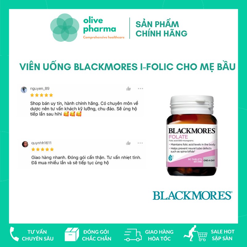 [ Chính Hãng ] Folate Blackmores 90 viên Úc ( Mẫu mới )