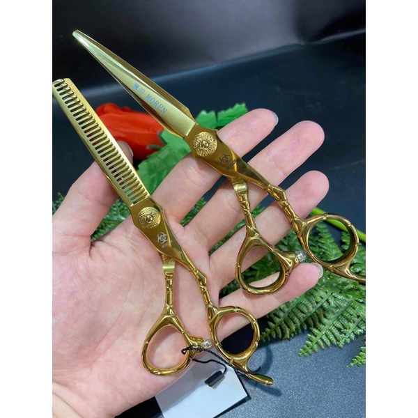 Kéo cắt tóc moren vàng gold cao cấp chuyên dùng cho salon