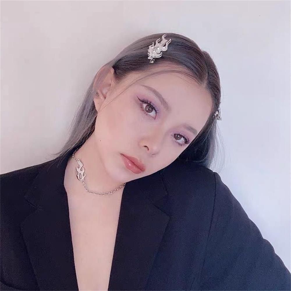 Kẹp tóc hình rồng/ mặt trời/ ngọn lửa bằng acrylic kim loại phong cách thời trang