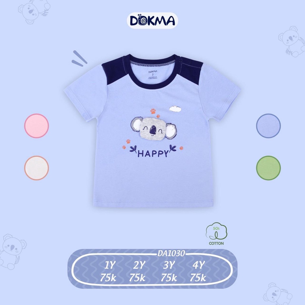 Áo cài vai cộc tay hình nổi Dokma bé trai, bé gái DA1030