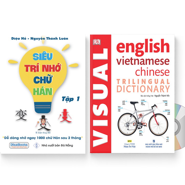 Sách - Combo: Siêu trí nhớ chữ Hán tập 01 + Từ điển hình ảnh Tam Ngữ Trung Anh Việt + DVD quà tặng