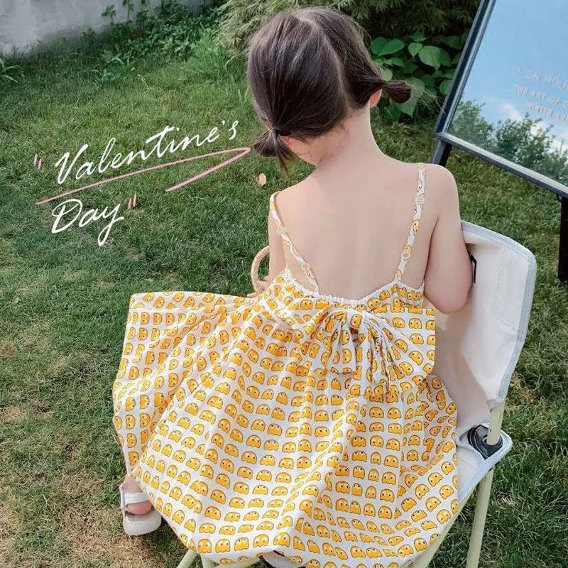 Đầm Công Chúa Hai Dây Họa Tiết Hoa Và Bướm Phong Cách Hàn Quốc Thời Trang Mùa Hè Cho Bé Gái