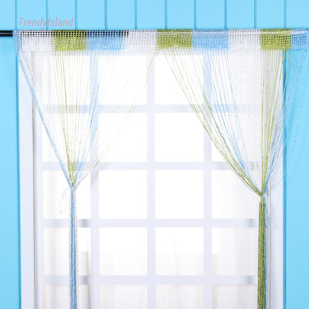 ❤TRE&amp;Living☁ Window Sheer Rèm Valance Drape Silver String Flash Shiny Tua Line Rèm Hộ gia đình Sống