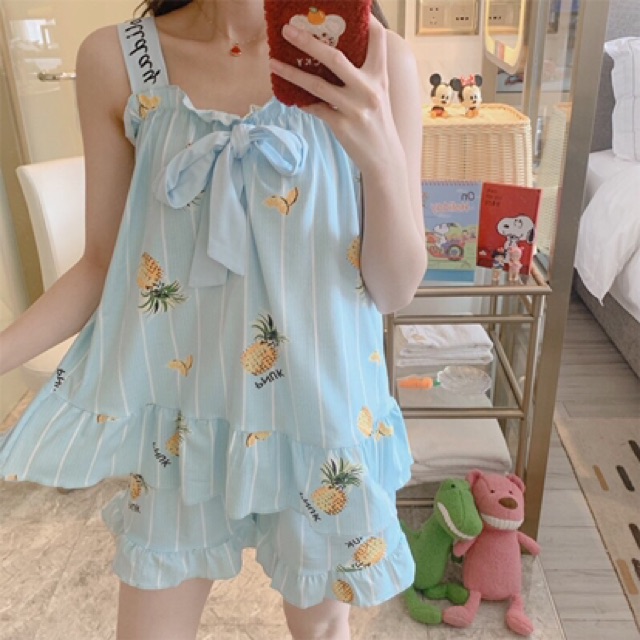 Bộ mặc nhà 🌹FREESHIP🌹 Bộ Ngủ Nữ Áo 2 dây cute Siêu Đẹp Siêu Rẻ Hít hót AN10 (bán sỉ)