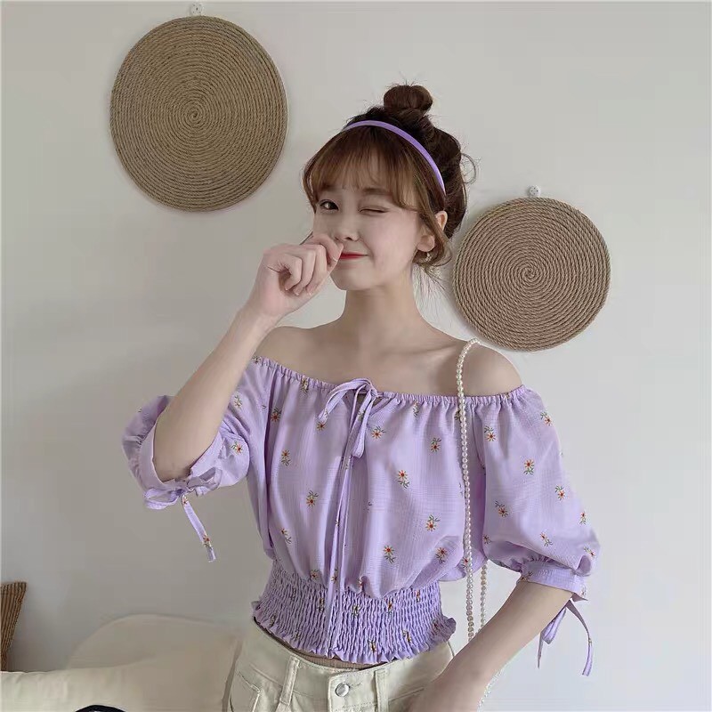 [Mã WASTUP giảm 10% tối đa 30K đơn 99K] Áo Trễ Vai Peplum Hoa Nhí ngắn tay ulzzang Hàn Quốc C41 - Maoshop | BigBuy360 - bigbuy360.vn