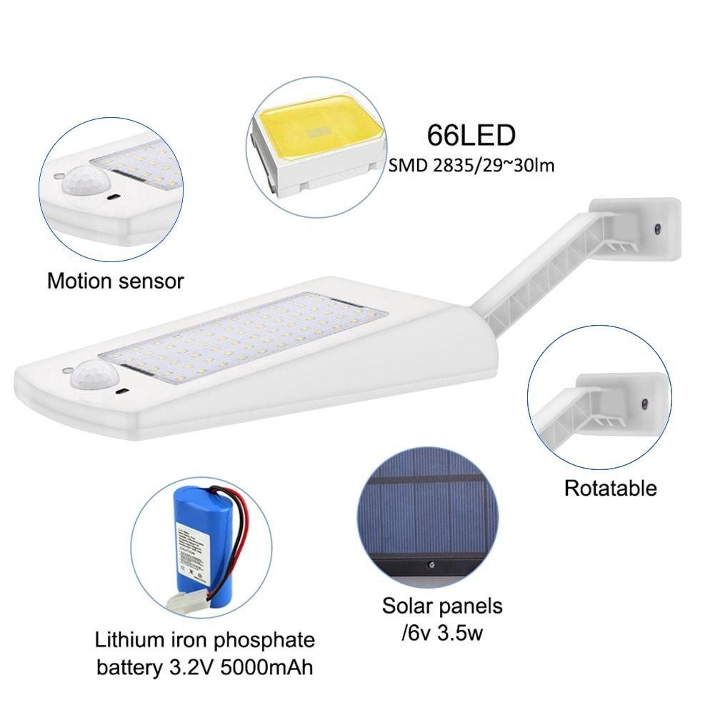 Đèn Led 60 Bóng, Cảm Biến Chuyển Động Pir (Tức Là Bộ Cảm Biến Thụ Động Dùng Nguồn Kích Thích Là Tia Hồng Ngoại) , Treo Tường, Sử Dụng Năng Lượng Mặt Trời, Thiết Kế Đặc Biệt Để Chiếu Sáng Ngoài Trời