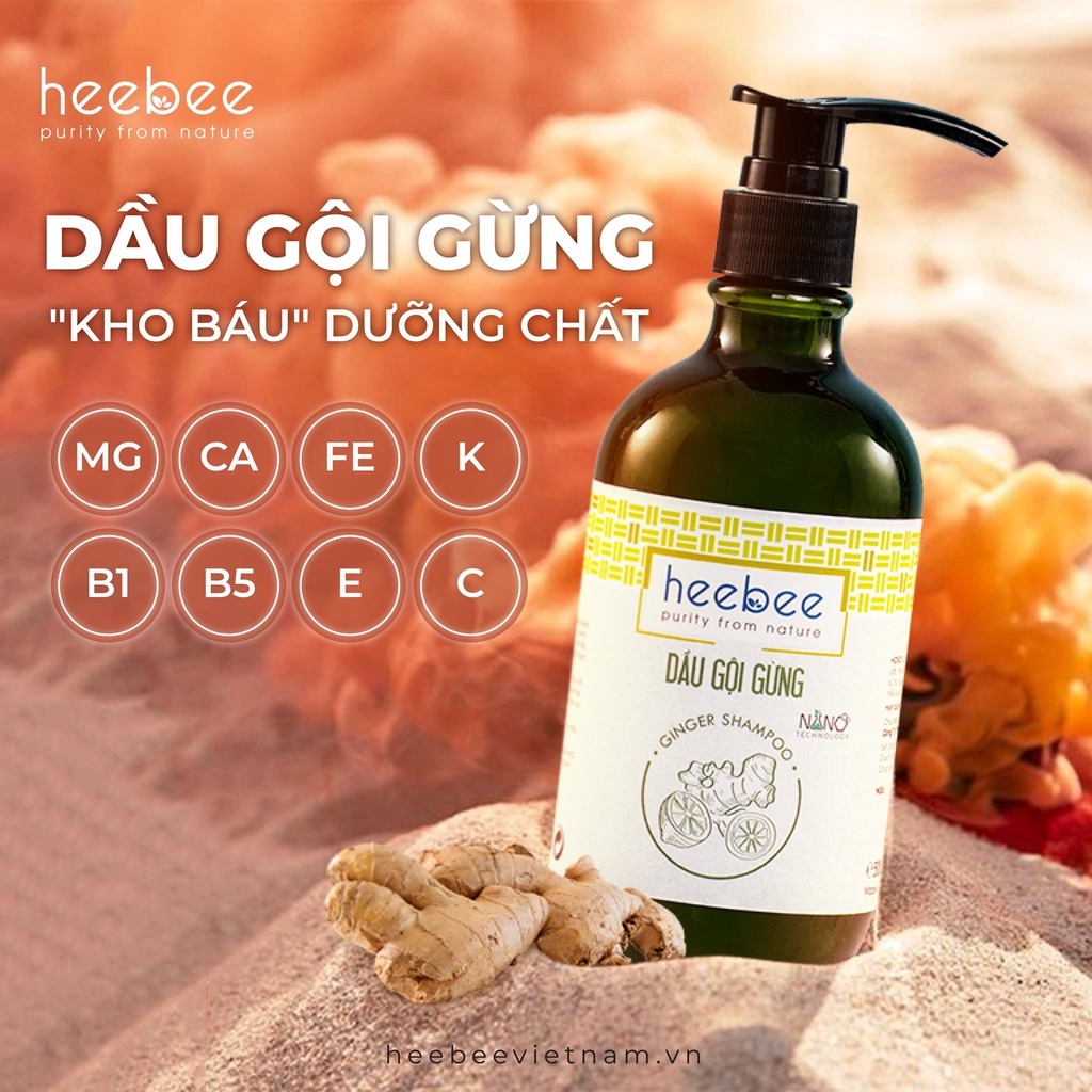 Dầu Gội Gừng Kích Thích Mọc Tóc Giảm Tình Trạng Gãy Rụng Heebee Hương Hoa Trà Trắng 300ml & 500ml