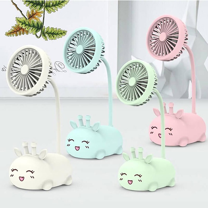 Quạt Mini Tích Điện Table Fan Hình Thú 3W Thời Gian Sử Dụng 2-3 Giờ