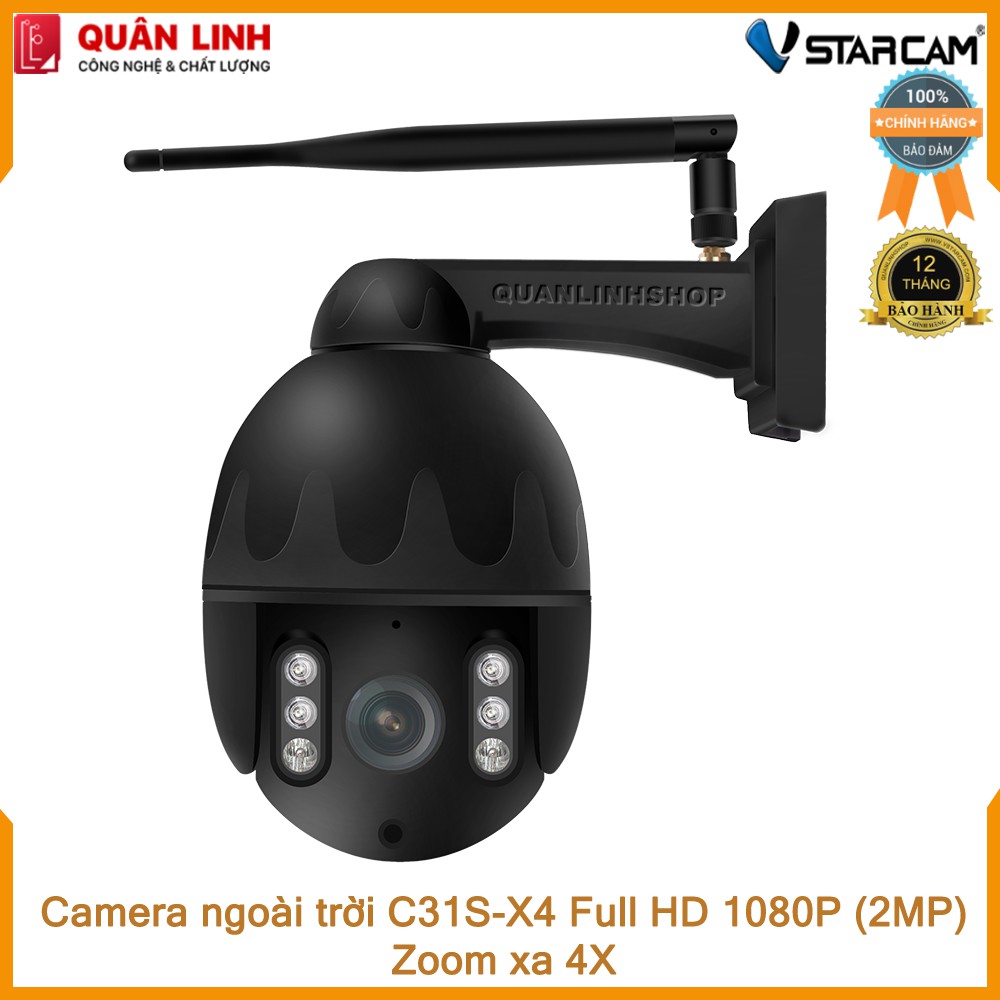 Camera giám sát IP Wifi hồng ngoại ngoài trời zoom xa 4X Full HD 1080P 2MP Vstarcam C31s-X4 kèm thẻ 64GB