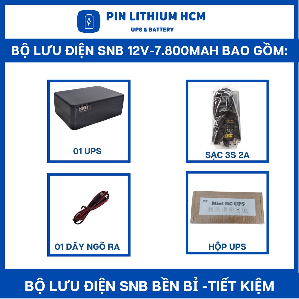 UPS 12V dung lượng 7800mAh, lưu điện camera, wifi, bảo hành 12 tháng