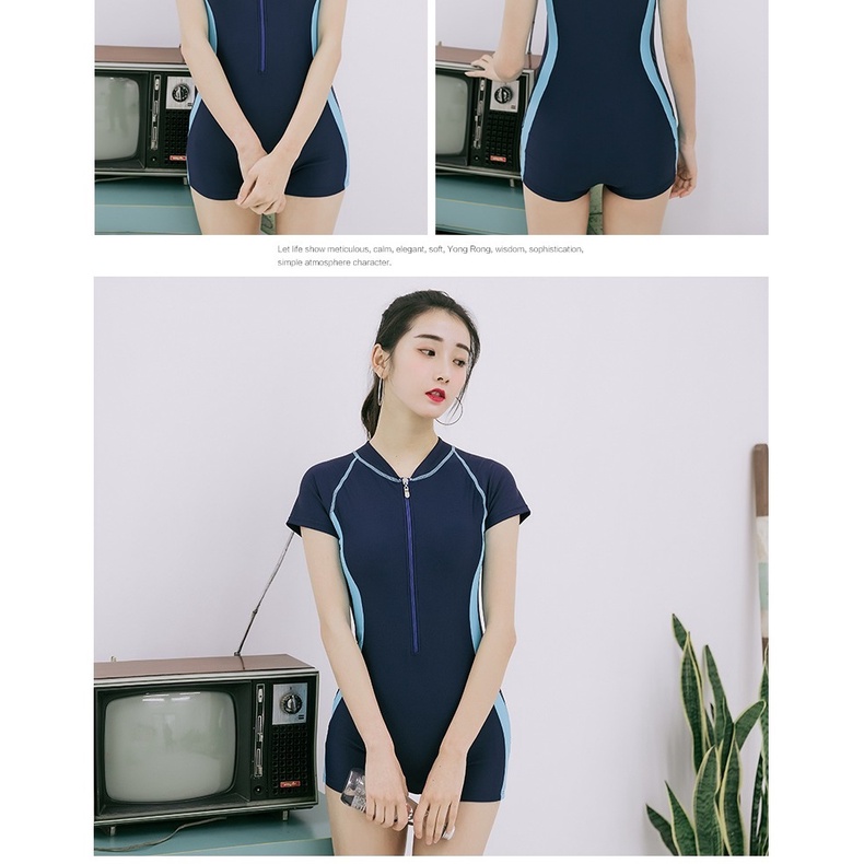 Đồ bơi nữ kín đáo liền thân cao cấp - Đồ tập Yoga cộc tay quần lửng BBW8802