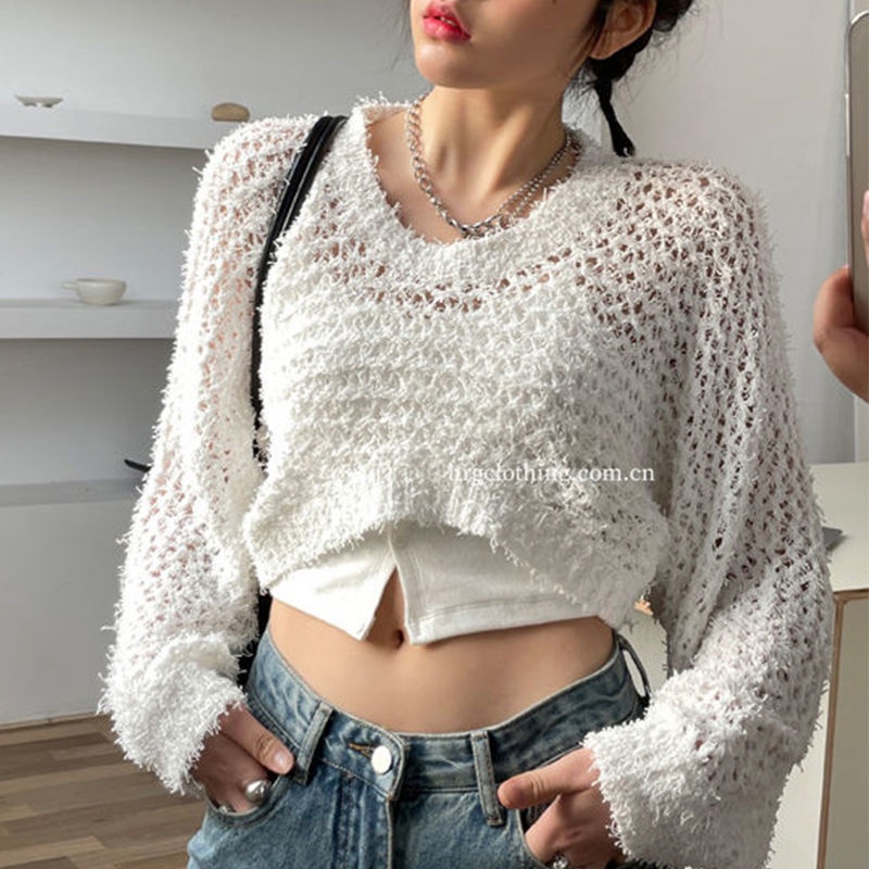 COZOK Áo Dệt Kim Tay Dài Chống Nắng Khoét Lỗ Quyến Rũ Hợp Thời Trang