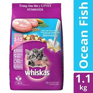 Thức ăn hạt whiskas junior 1.1kg  cho mèo nhỏ vị hải sản và sữa thơm ngon bổ dưỡng