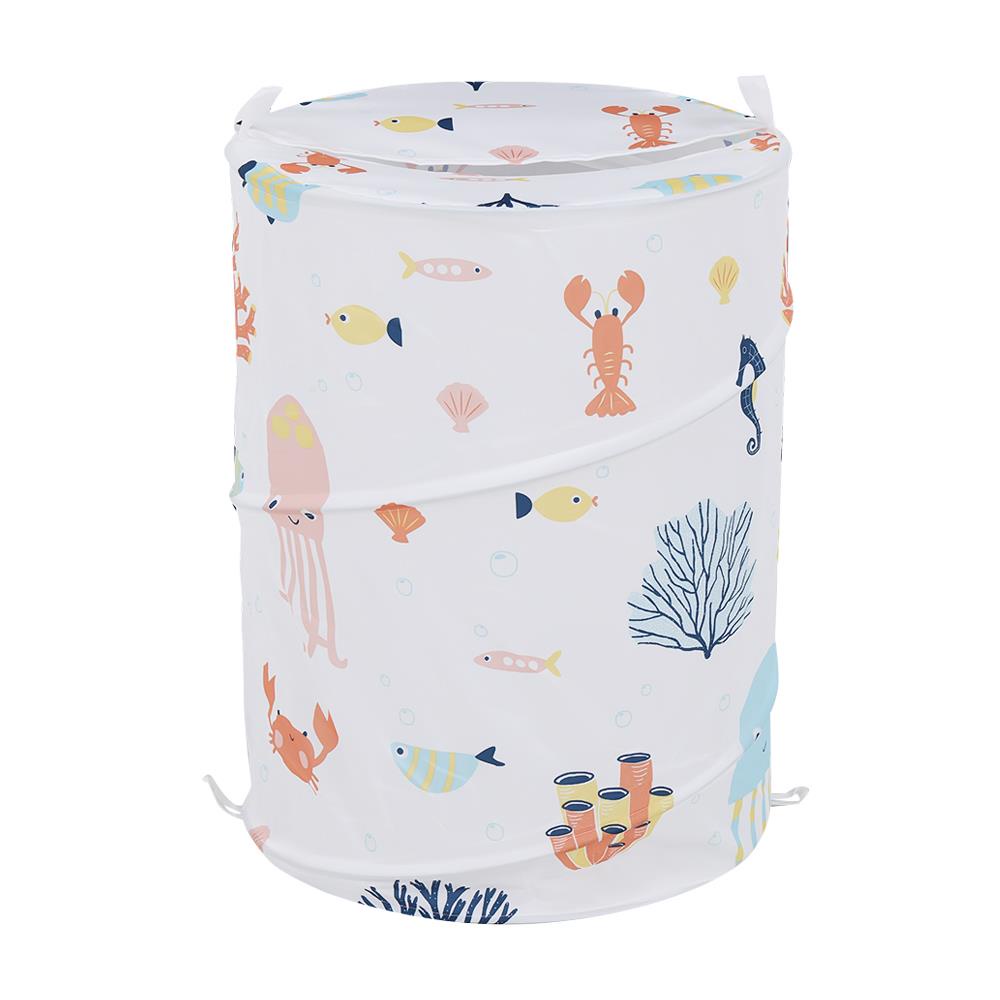 Homebase MOYA Giỏ để đồ giặt hình tròn RL-ACS21145-1 bằng Polyester 55X42X42CM họa tiết biển