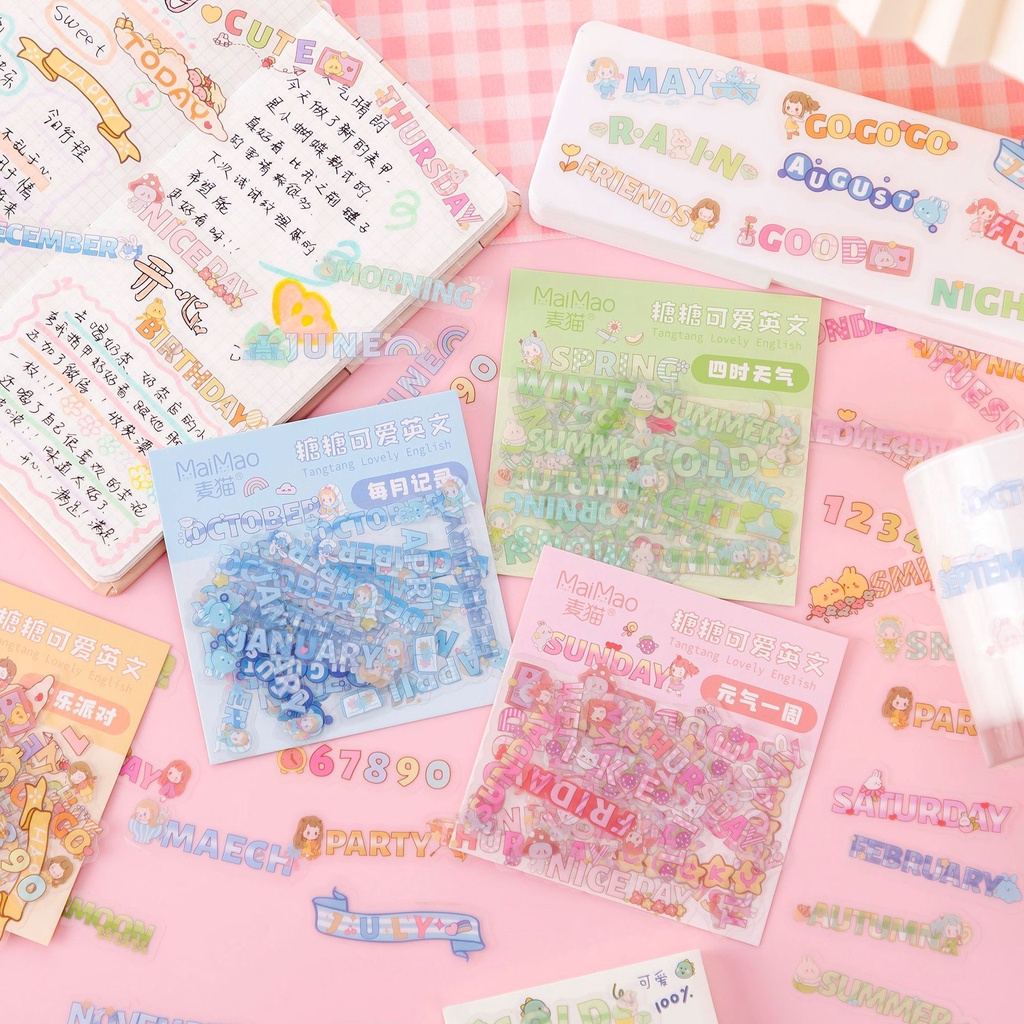 Sticker Dán Tường Chống Thấm Nước Họa Tiết Chữ Tiếng Anh Dễ Thương