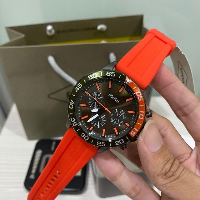 Đồng Hồ Nam Fossil BQ2500 Quartz Dây Silicone 45mm Mặt Viền Số