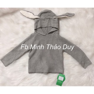 Áo len tai thỏ ghi xám bé trai bé gái