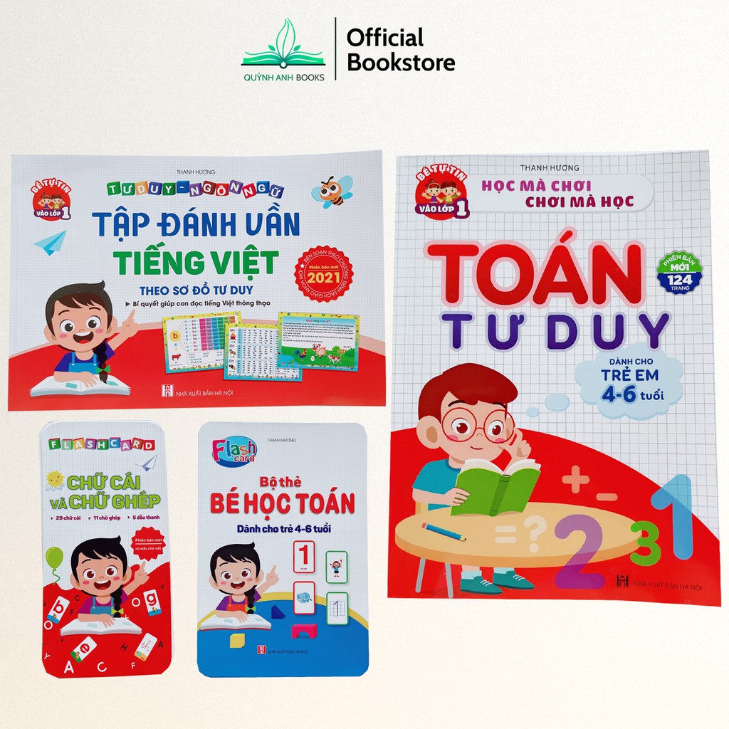 Sách - Combo Toán tư duy cho trẻ 4-6 tuổi và tập đánh vần tiếng việt 5.0 kèm file video và mã quét QR - NPH Việt Hà