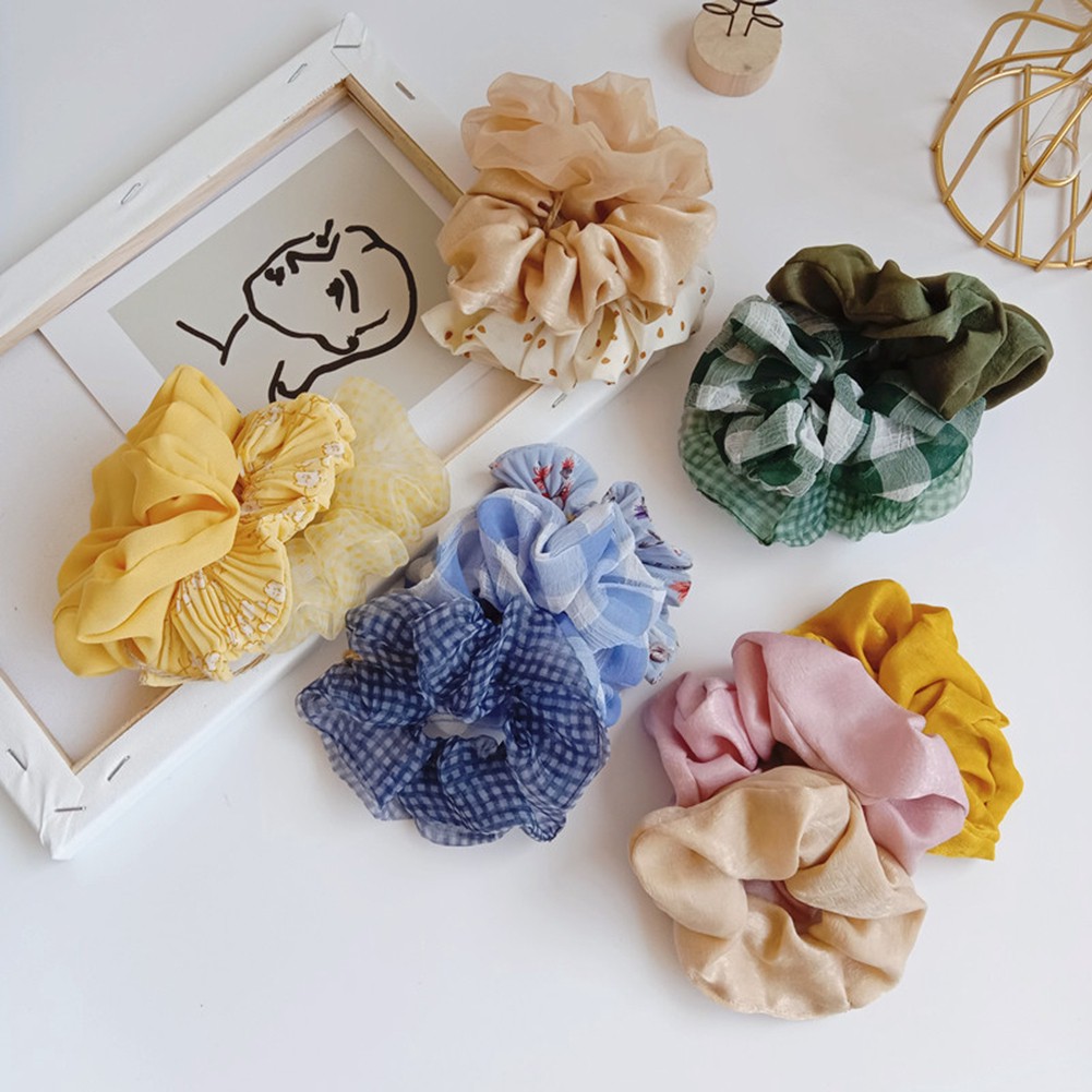 Set 3 cột tóc scrunchies đủ màu sắc mix màu