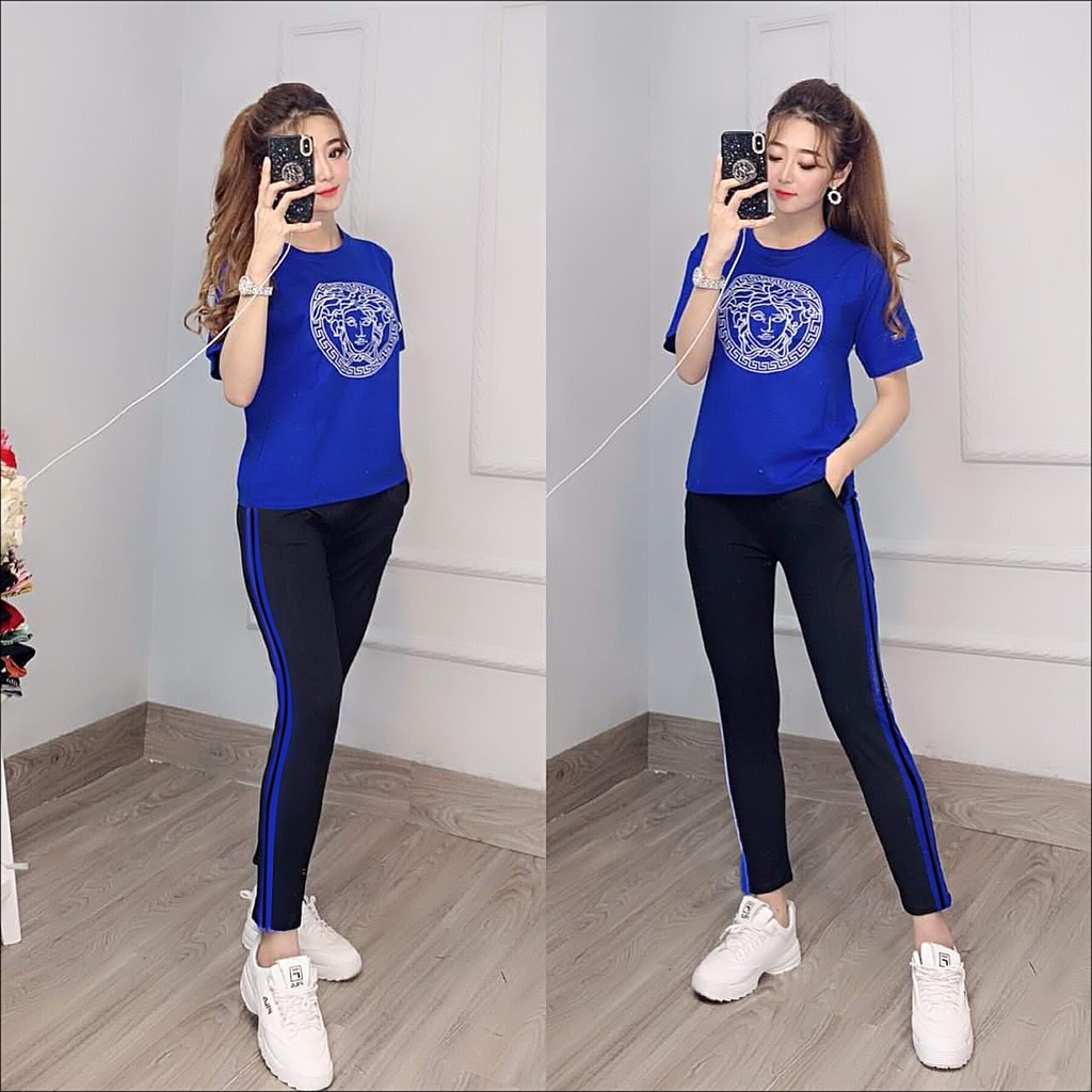 Đồ bộ nữ vải cotton Thiêu logo mềm mại thoáng mát không xù không chùn | BigBuy360 - bigbuy360.vn