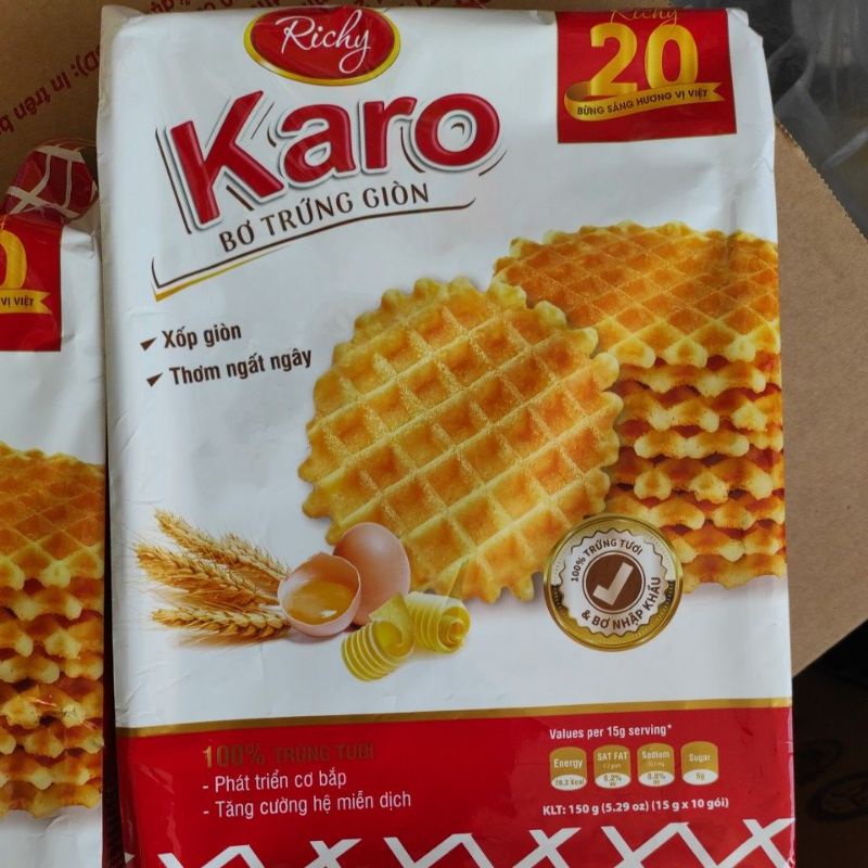 Bánh bơ trứng giòn Karo gói 150g (15g x 10 gói)