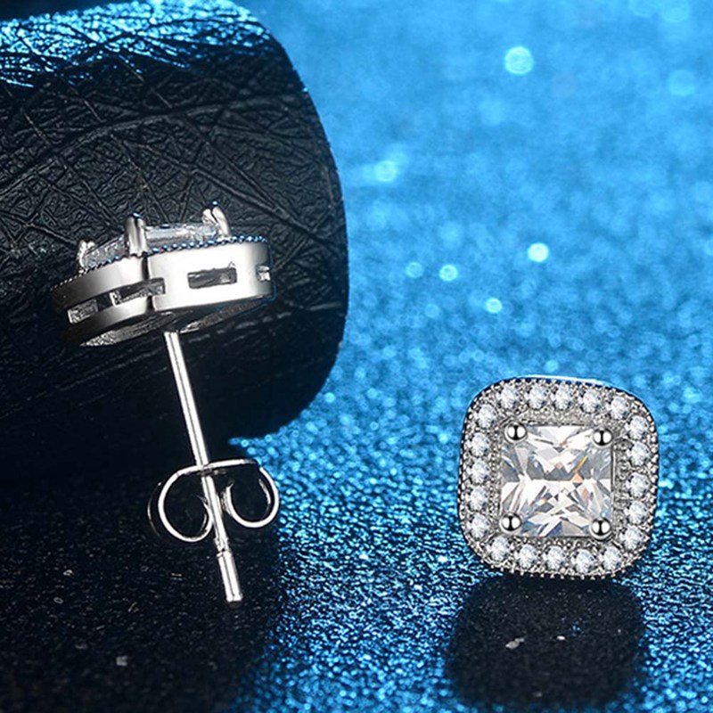 Khuyên tai mạ vàng trắng đính đá CZ thời trang