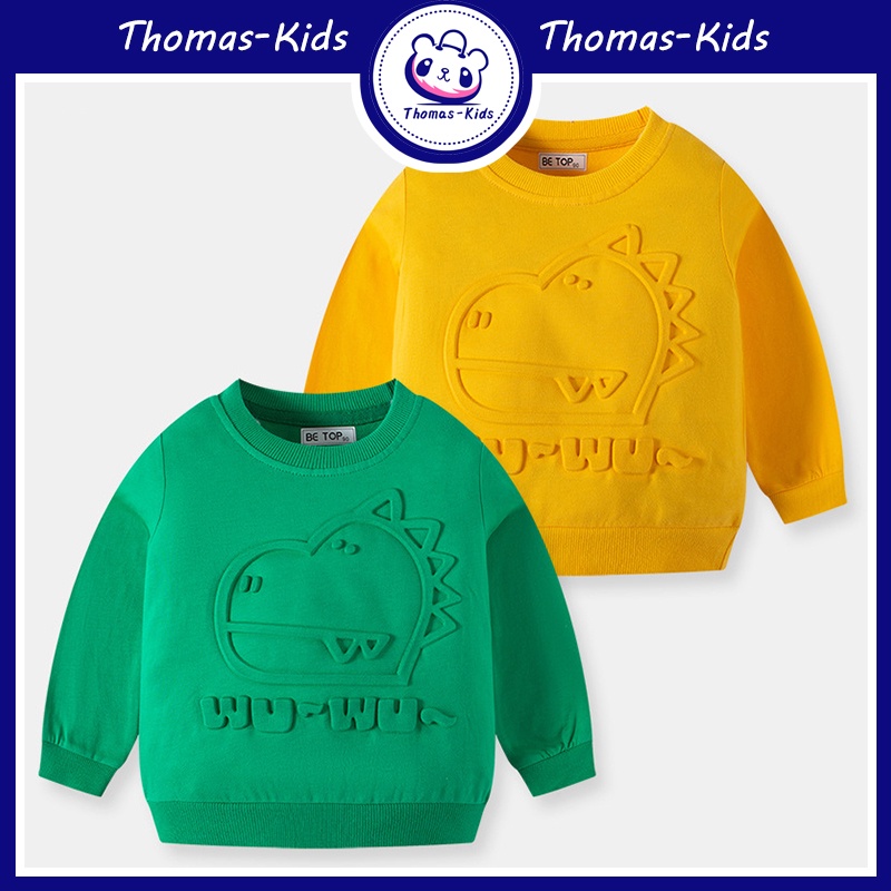 [THOMAS KIDS] Áo Khoác Tay Dài In Họa Tiết Đầu Khủng Long Sáng Tạo Cho Bé Trai Gái 1-9 Tuổi