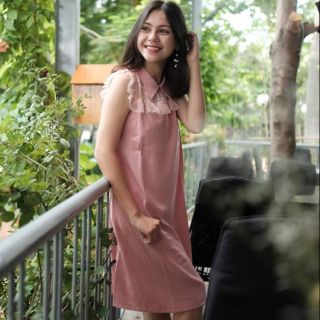 🌺đầm bầu hồng dáng suông, tay cánh tiên