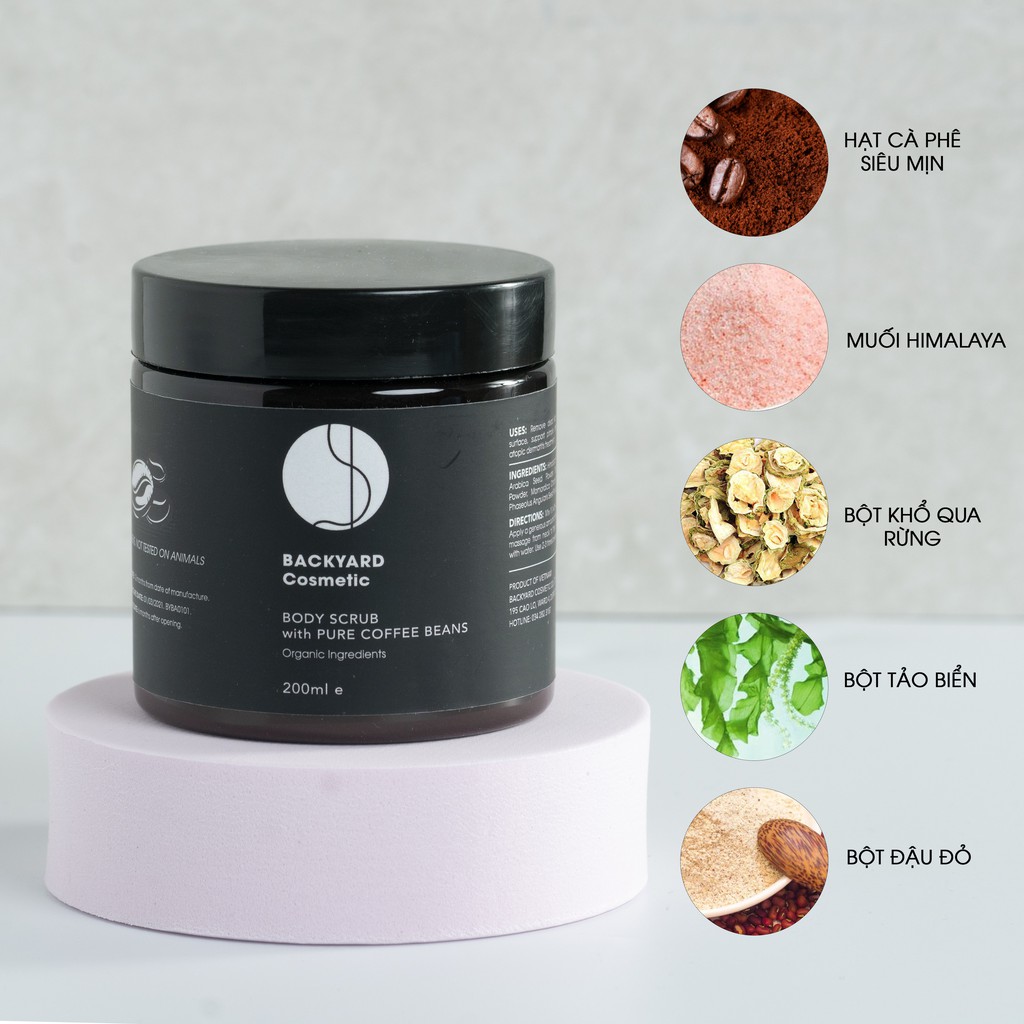 Tẩy Da Chết Hạt Cà Phê Sáng Da, Giảm Thâm, Mụn, Hỗ Trợ Điều Trị Rạn và Viêm Nang Lông - Backyard Cosmetic - 200g | BigBuy360 - bigbuy360.vn