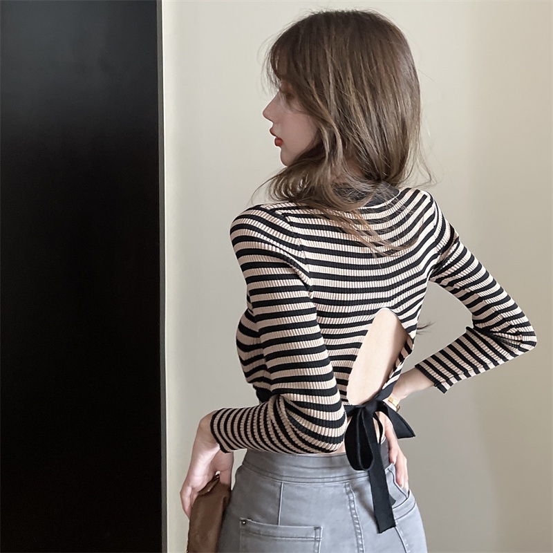 Áo Dệt Kim Tay Dài Hở Lưng Thời Trang Mùa Đông Cho Phái Nữ