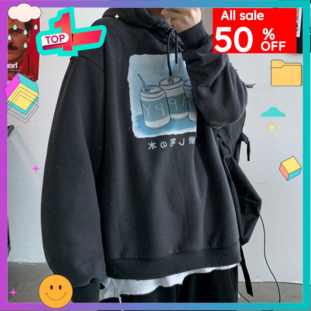 Áo Hoodie Happy Unisex, Áo sweater form rộng xukashop15a
