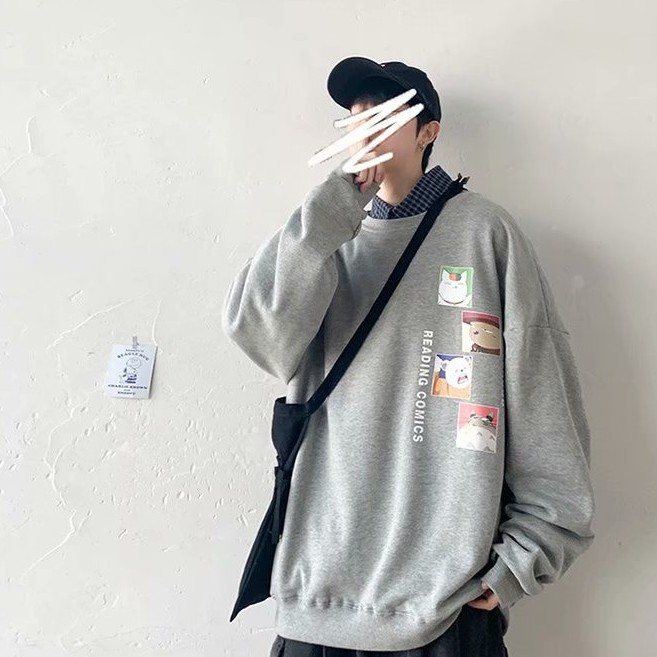 Áo hoodie tay dài cổ tròn họa tiết hoạt hình thời trang cá tính cho nam size M-5 XL 200kg | BigBuy360 - bigbuy360.vn