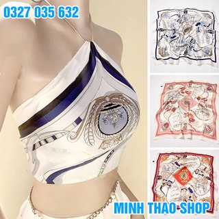 Khăn Choàng Khổ Lớn Làm Áo Yếm Sang Trọng Họa Tiết Thời Thượng - Khăn Lụa Satin 70x70 cm